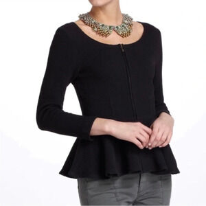 Gianni Women’s Peplum Cardigan Textured Cotton/Spandex. Black. Zipper. EUC. SzS